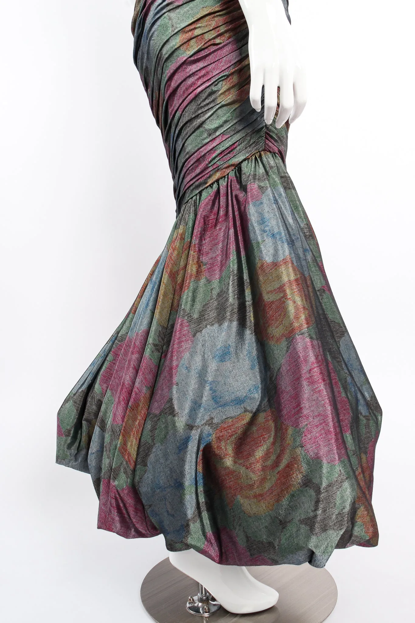 Ruched One-Shoulder Bubble Gown