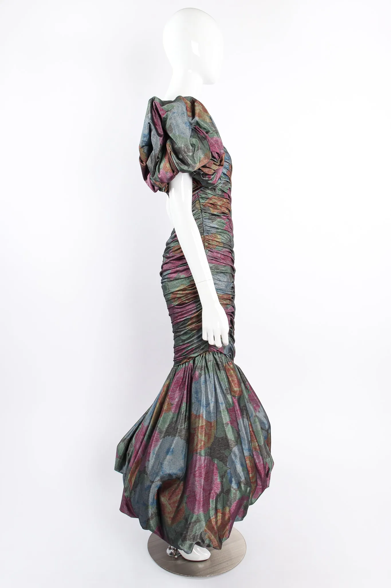 Ruched One-Shoulder Bubble Gown