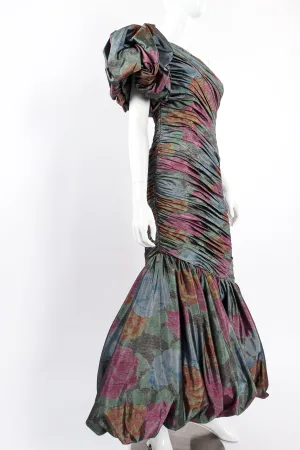 Ruched One-Shoulder Bubble Gown