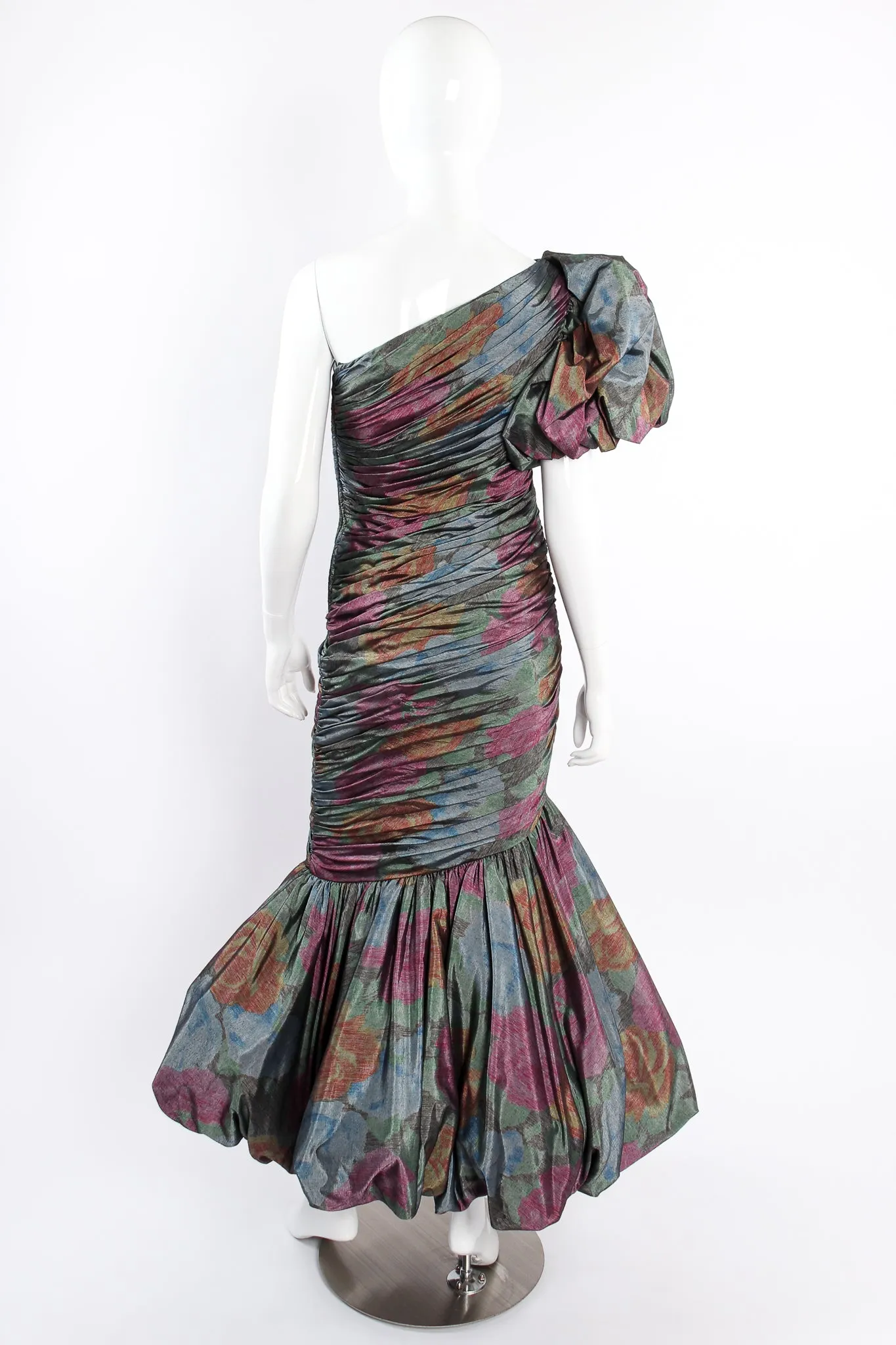 Ruched One-Shoulder Bubble Gown