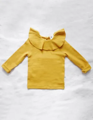 Ruffle Collar Blouse Summer Mustard