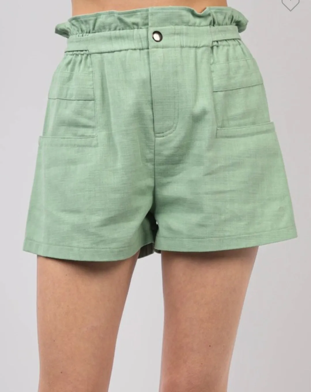 Ruffled High Waist Cotton Twill Shorts (2 colors)