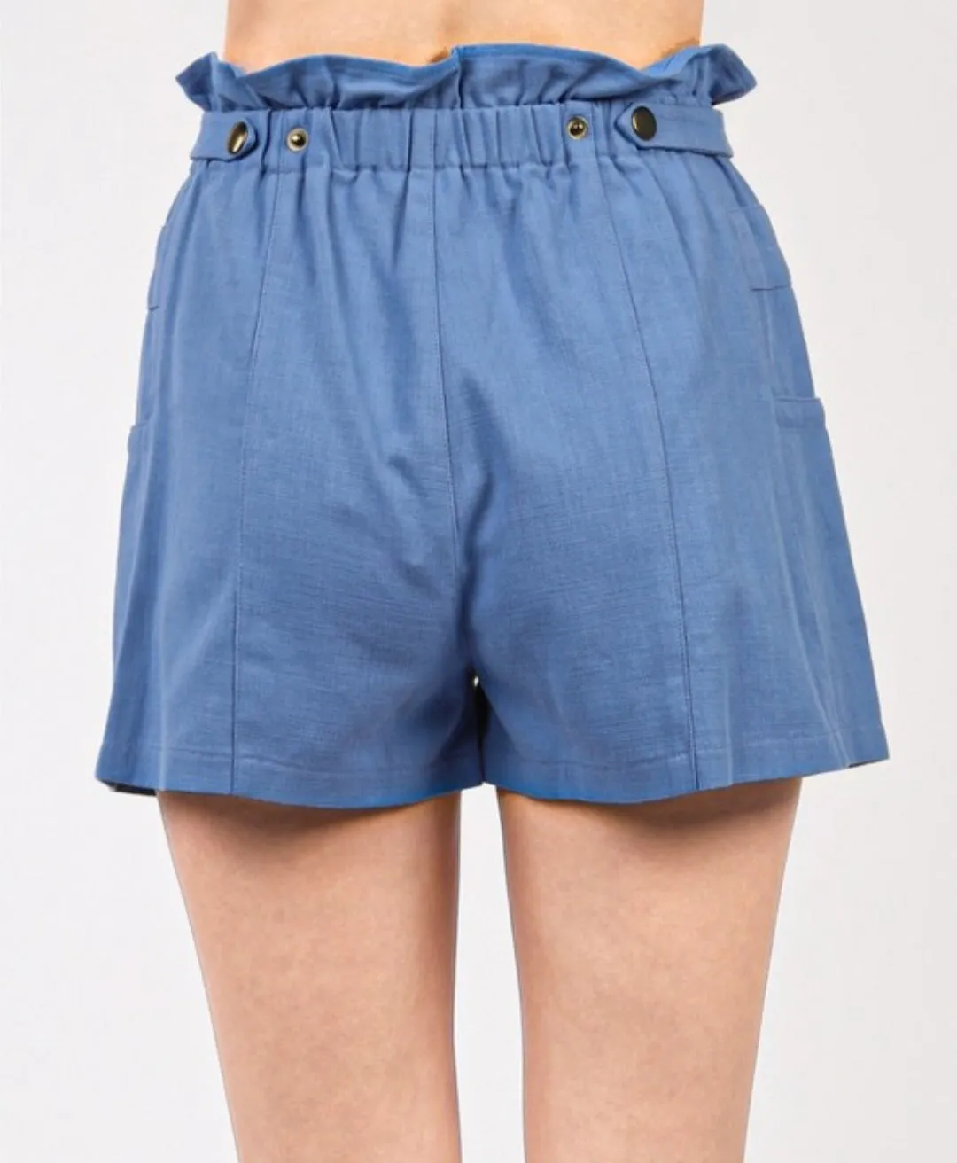 Ruffled High Waist Cotton Twill Shorts (2 colors)
