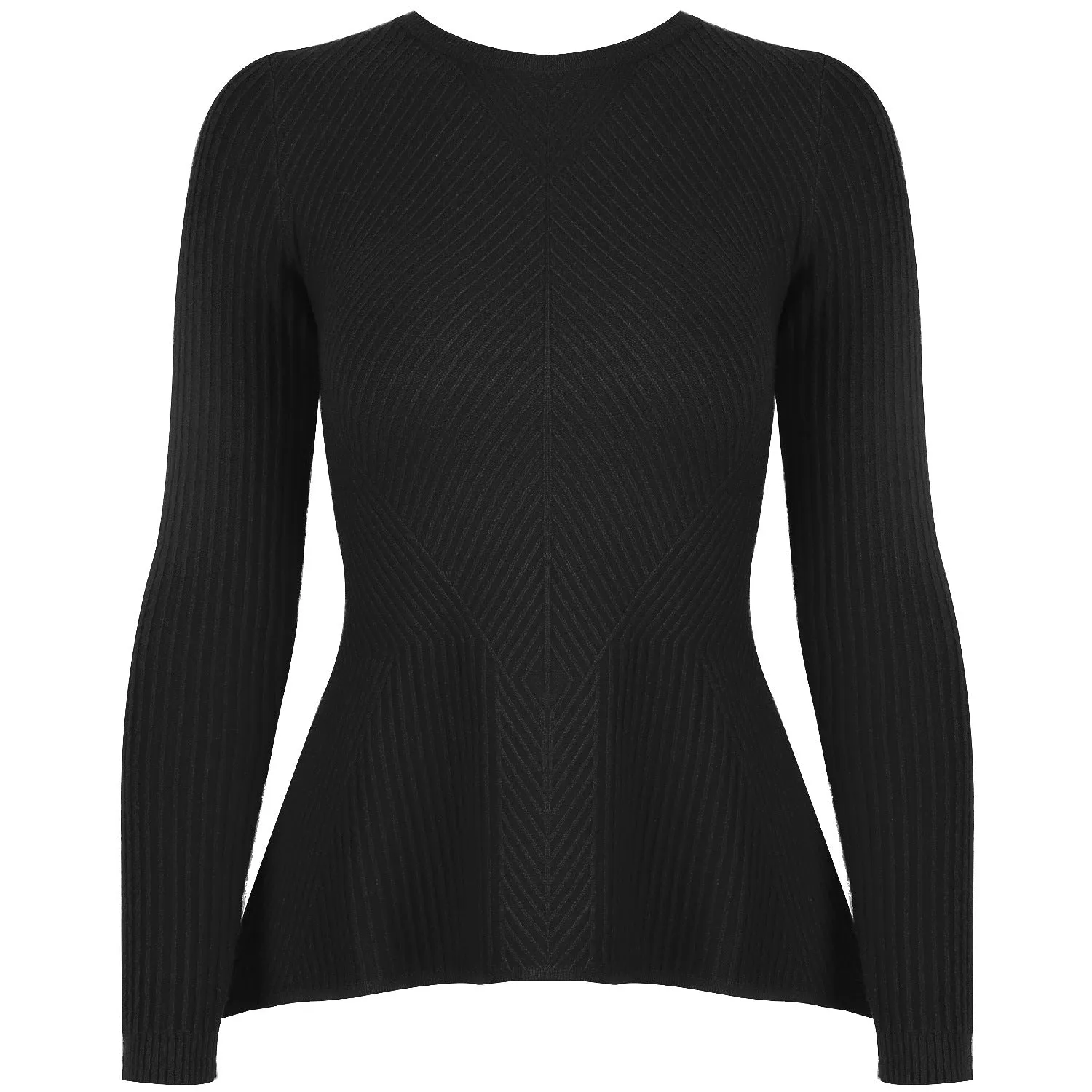 Ruffled Knit Slim-type Round Neck Sweaters