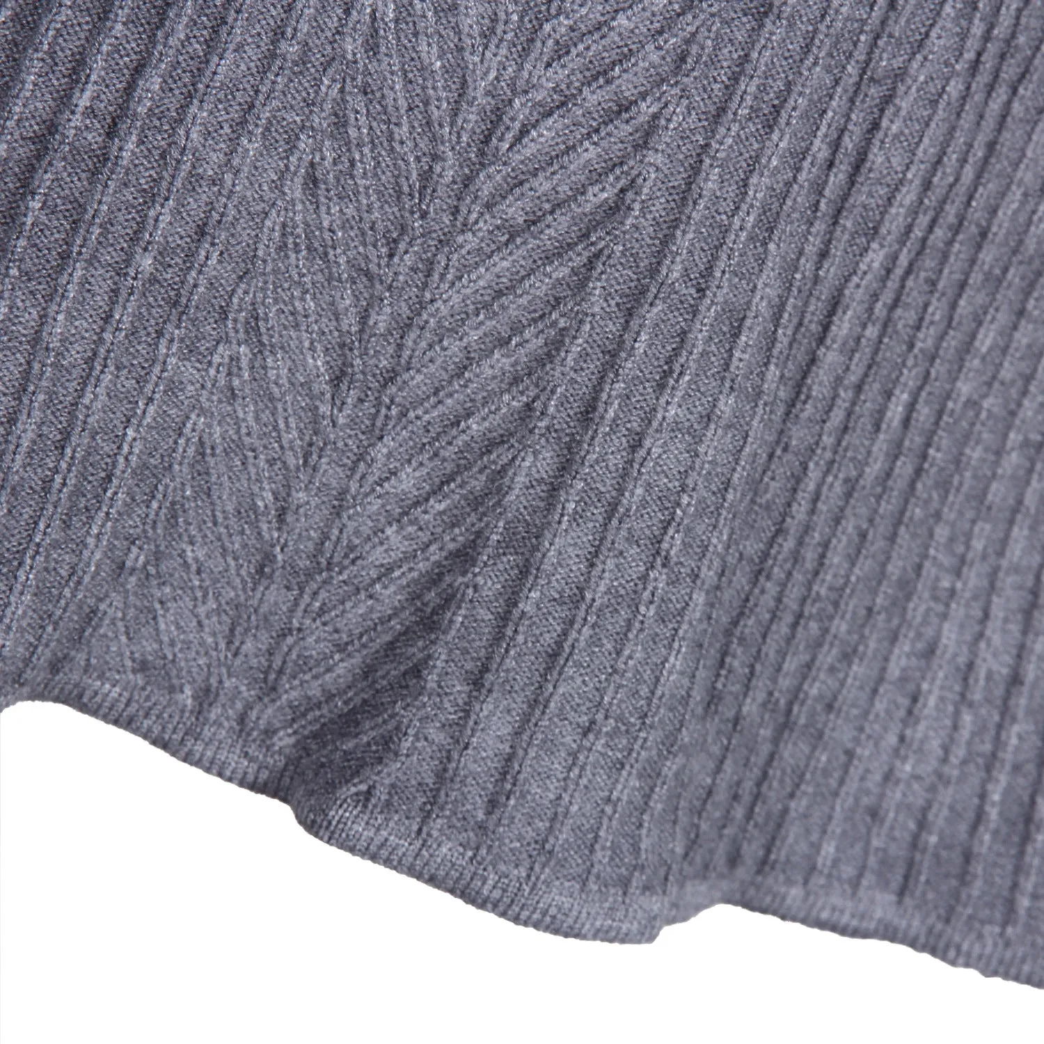 Ruffled Knit Slim-type Round Neck Sweaters