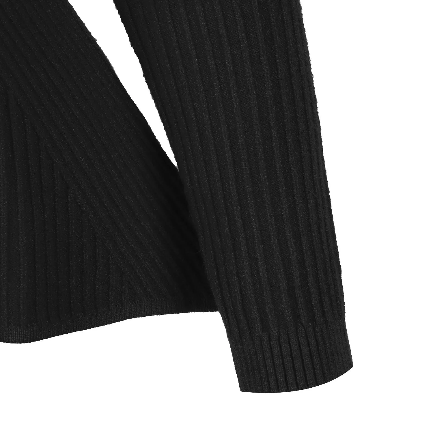 Ruffled Knit Slim-type Round Neck Sweaters