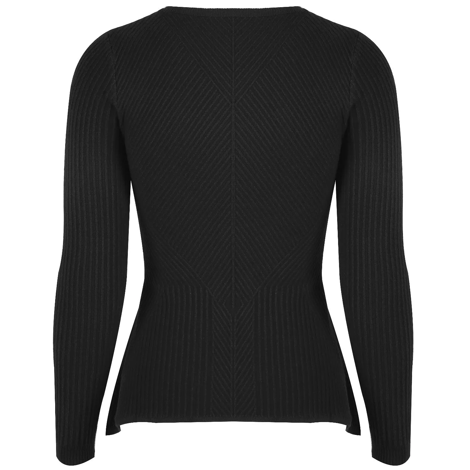 Ruffled Knit Slim-type Round Neck Sweaters