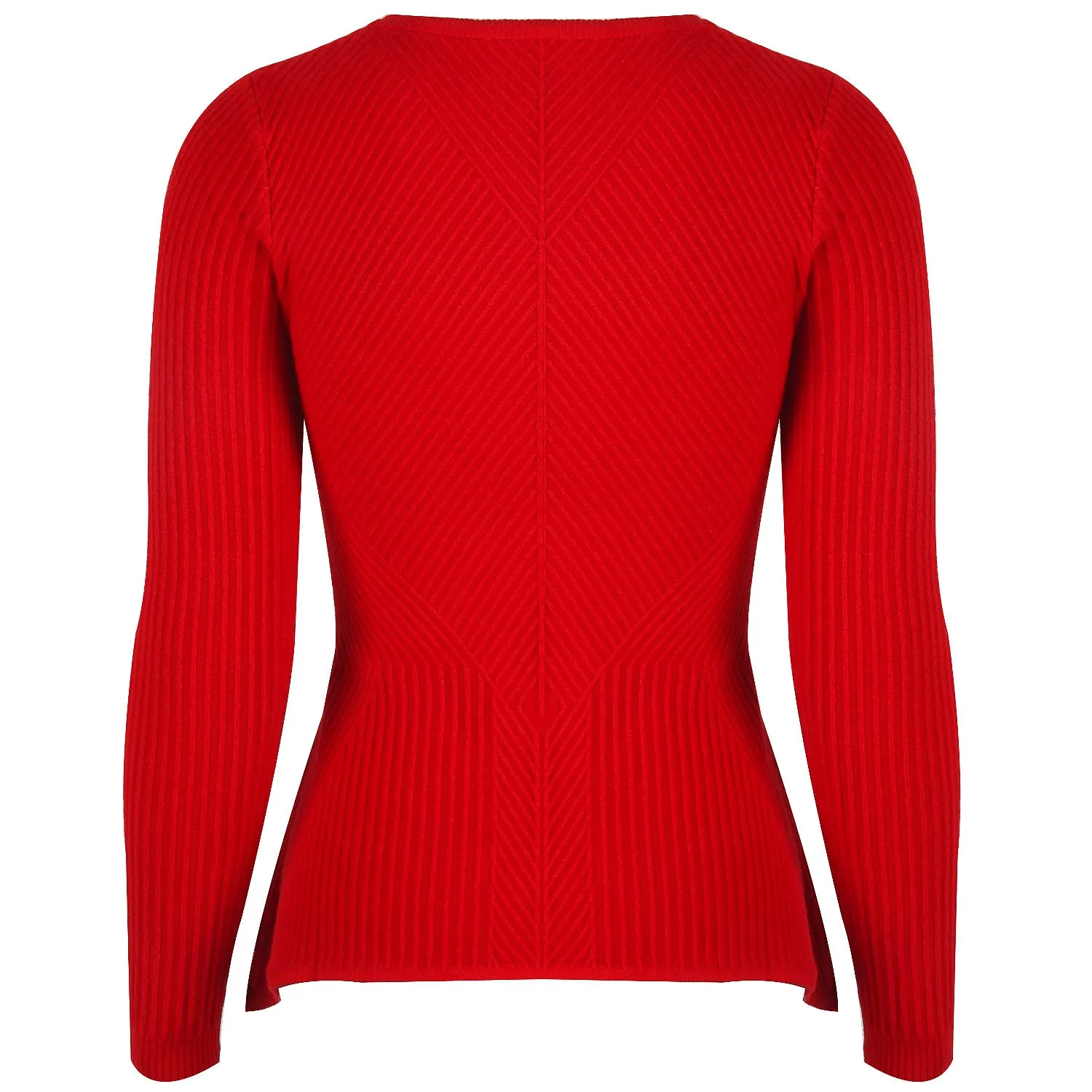 Ruffled Knit Slim-type Round Neck Sweaters