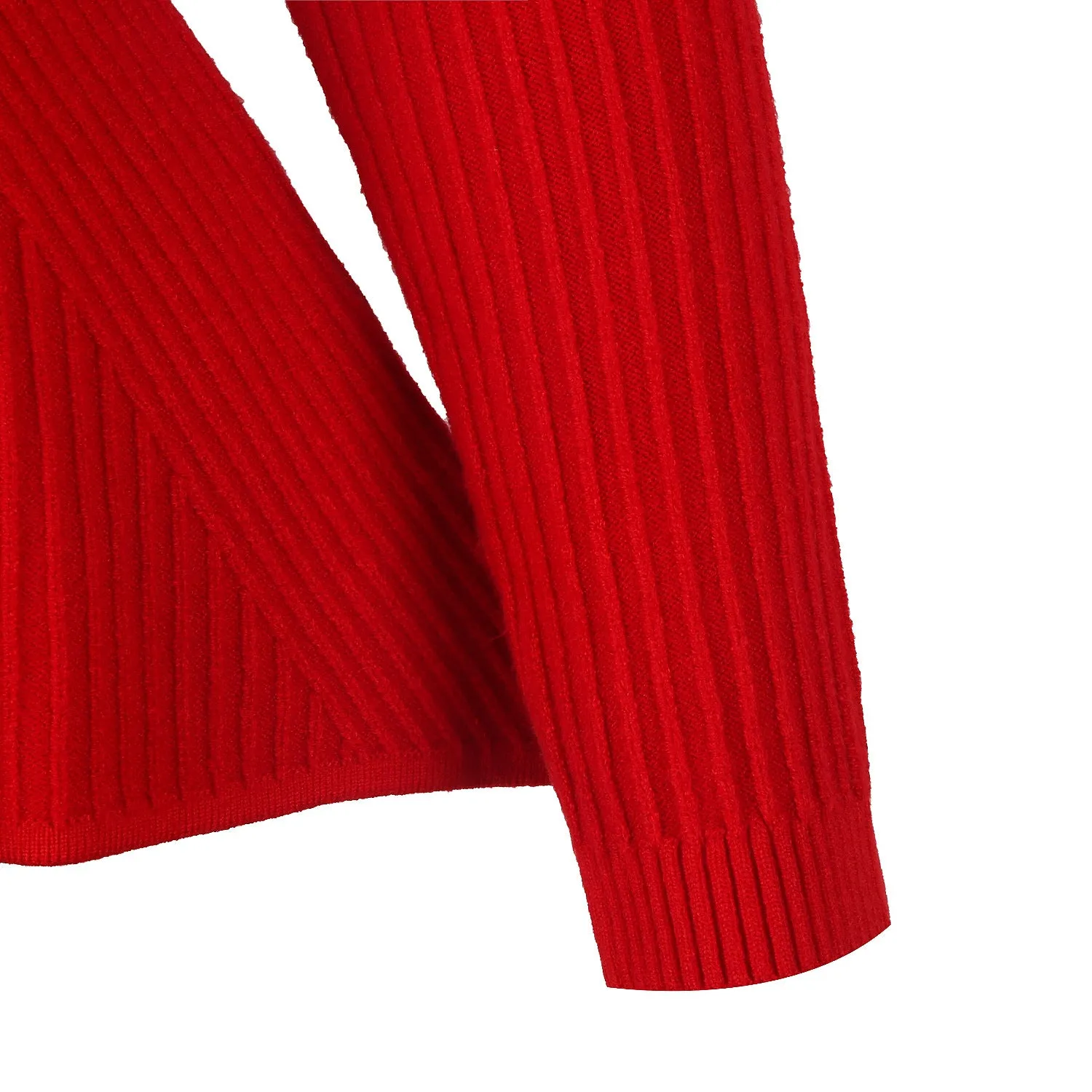 Ruffled Knit Slim-type Round Neck Sweaters