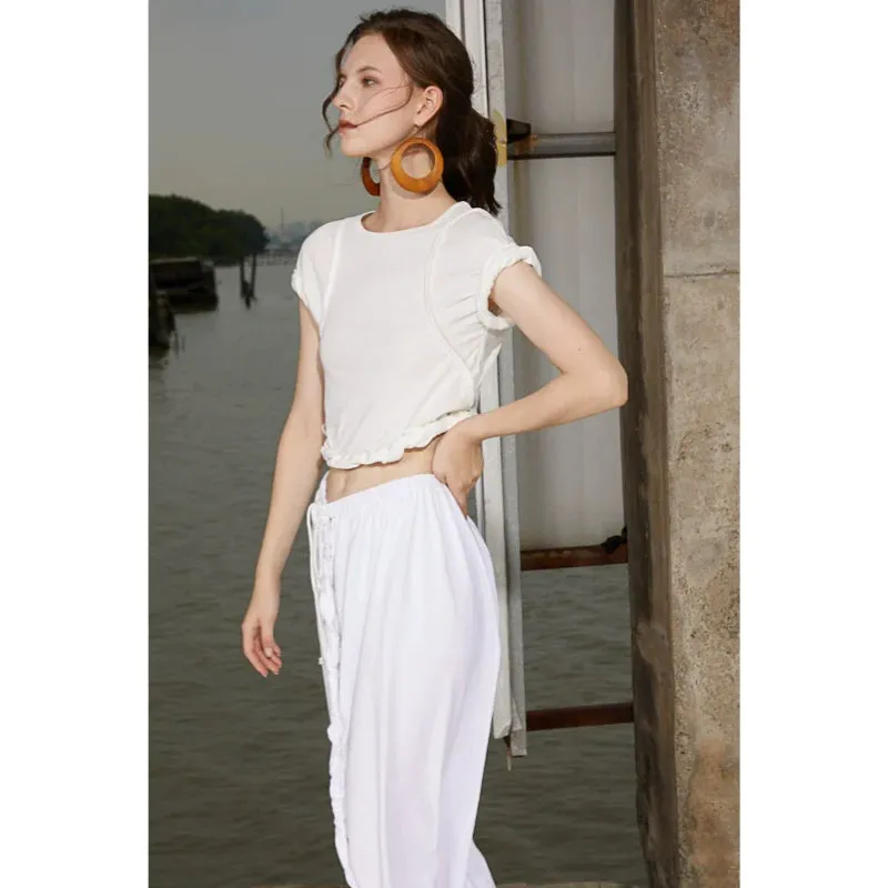 Ruffled Knit White Ensemble