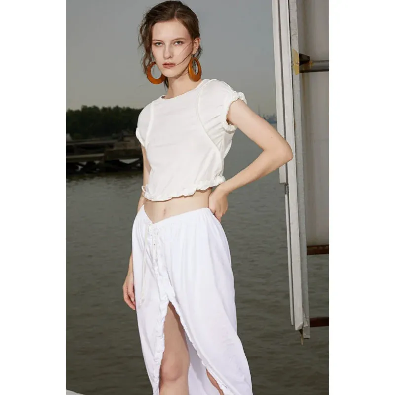 Ruffled Knit White Ensemble
