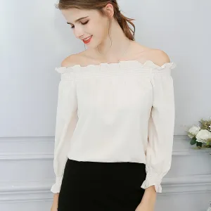 Ruffled Long Sleeve Off-Shoulder