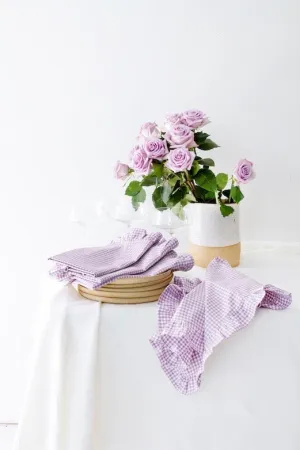 RUFFLED NAPKIN SET IN LAVENDER GINGHAM (SET OF 4)