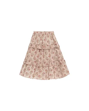 Rylee & Cru Ruffled Midi Skirt Blush