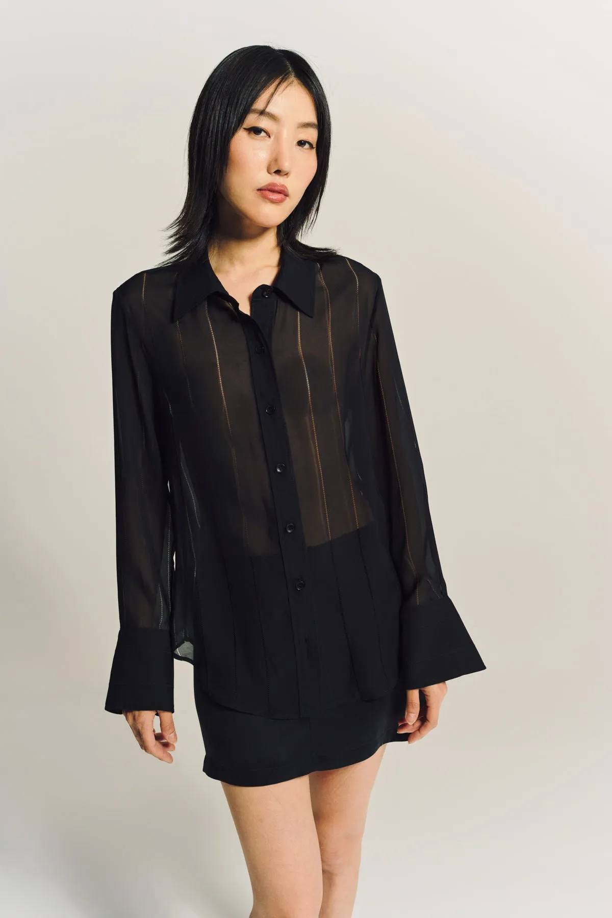 SABLYN | VINCENT SLIM FIT SHEER SILK BUTTON DOWN SHIRT