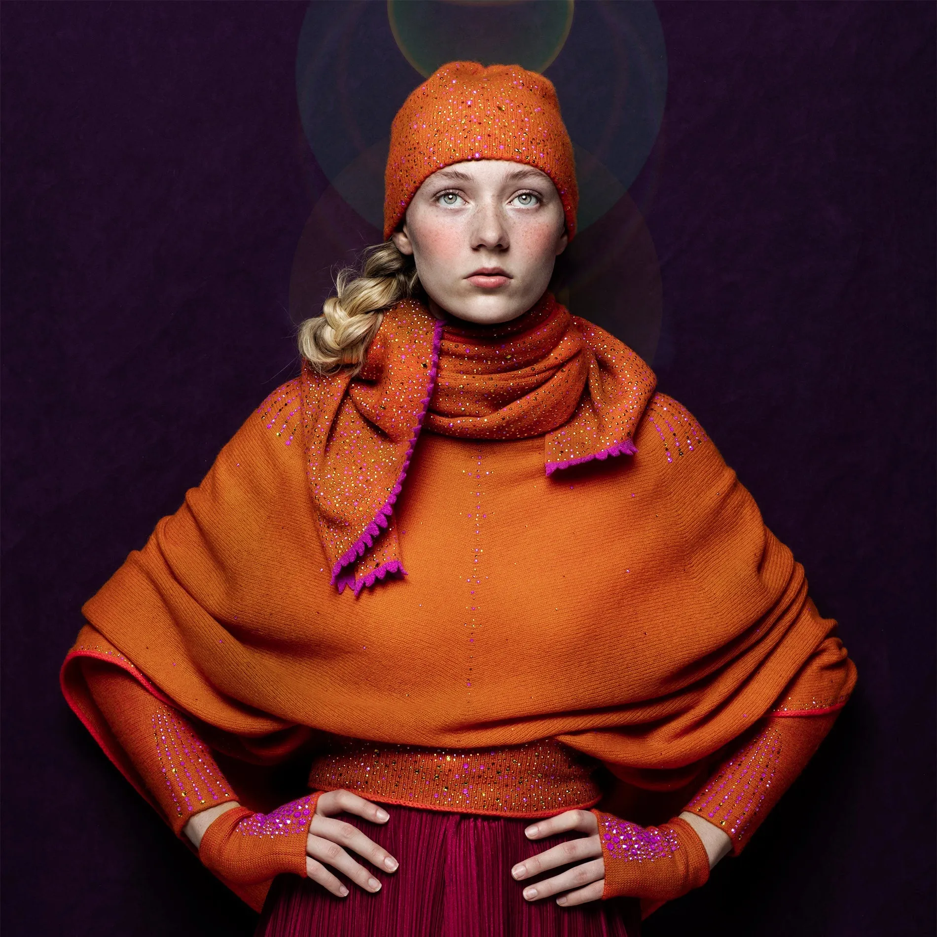 'Saffron' Tissue Weight Epaulette Poncho- size M/L