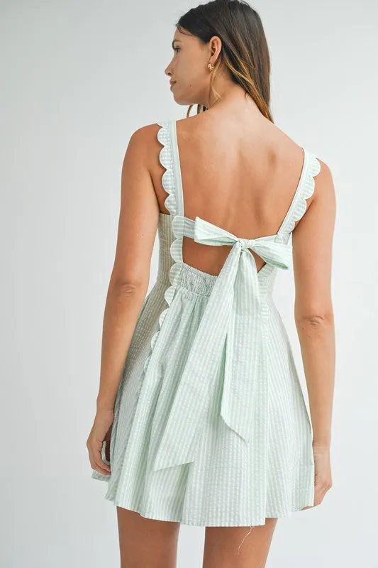Sage Seersucker Mini Dress