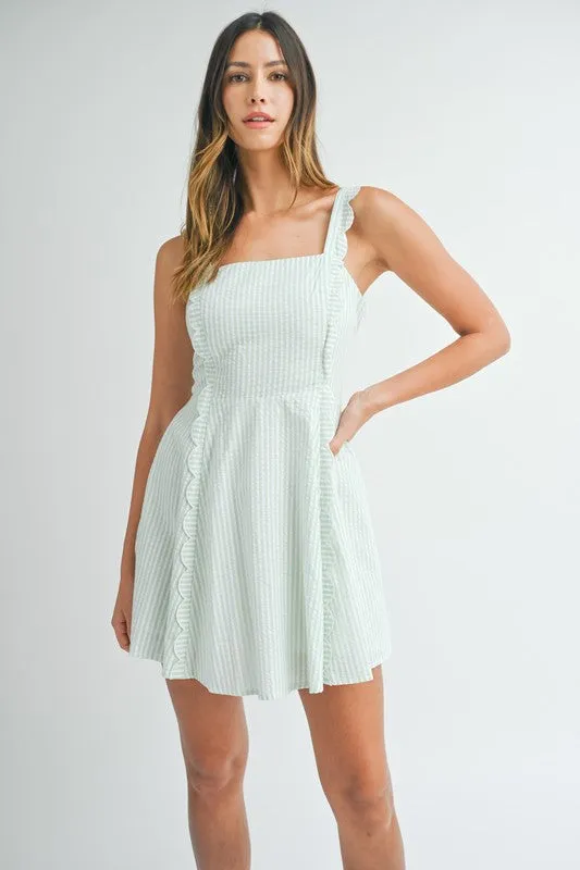 Sage Seersucker Mini Dress