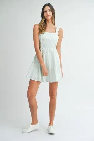 Sage Seersucker Mini Dress