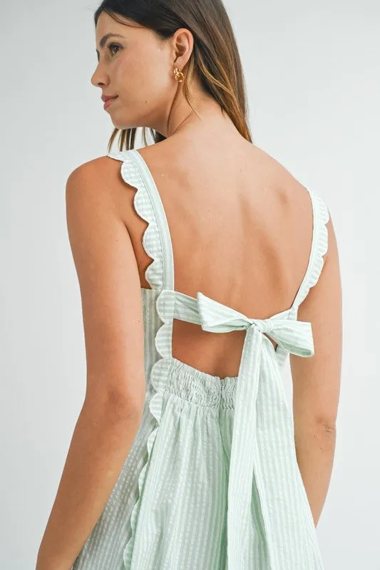 Sage Seersucker Mini Dress