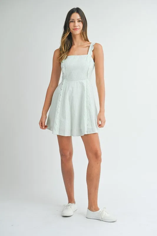 Sage Seersucker Mini Dress