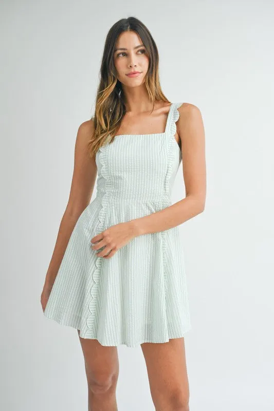 Sage Seersucker Mini Dress