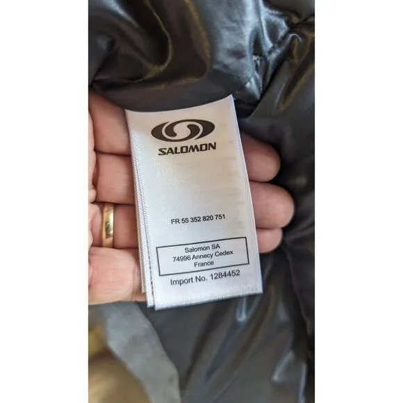 Salomon grey down filled long puffer coat womens size small