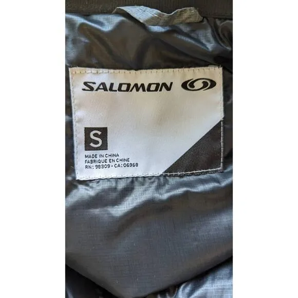 Salomon grey down filled long puffer coat womens size small
