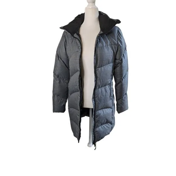 Salomon grey down filled long puffer coat womens size small
