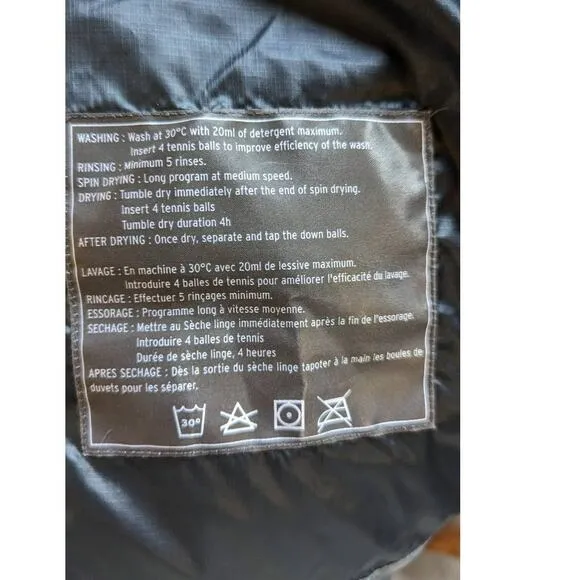 Salomon grey down filled long puffer coat womens size small