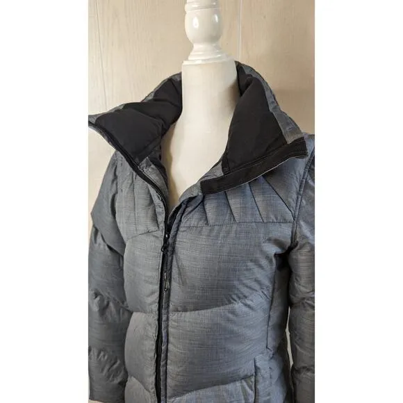 Salomon grey down filled long puffer coat womens size small