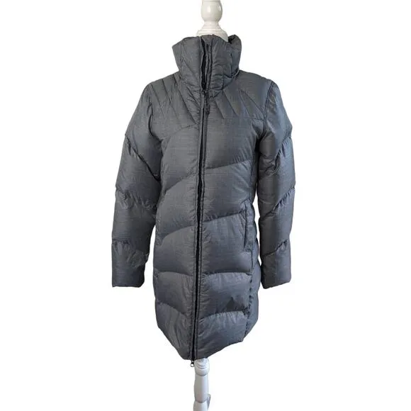 Salomon grey down filled long puffer coat womens size small