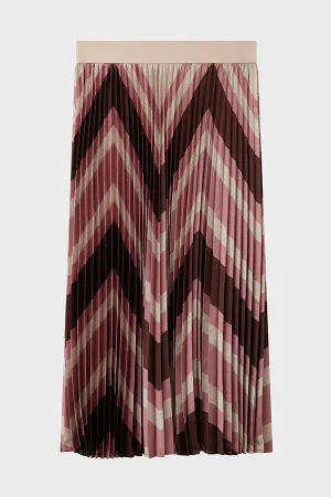 SAPHORA PINK VINTAGE HERRINGBONE PLEATED SKIRT