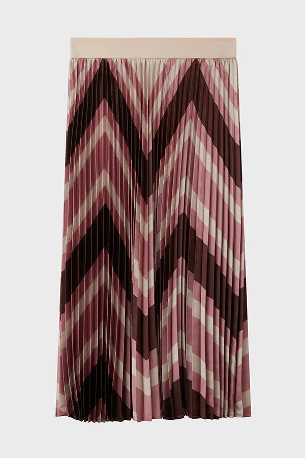 SAPHORA PINK VINTAGE HERRINGBONE PLEATED SKIRT