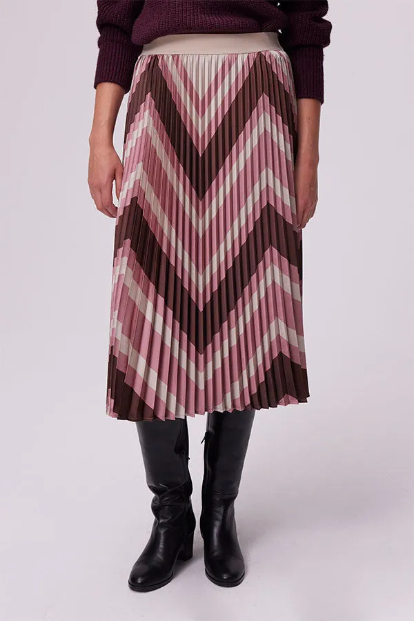 SAPHORA PINK VINTAGE HERRINGBONE PLEATED SKIRT