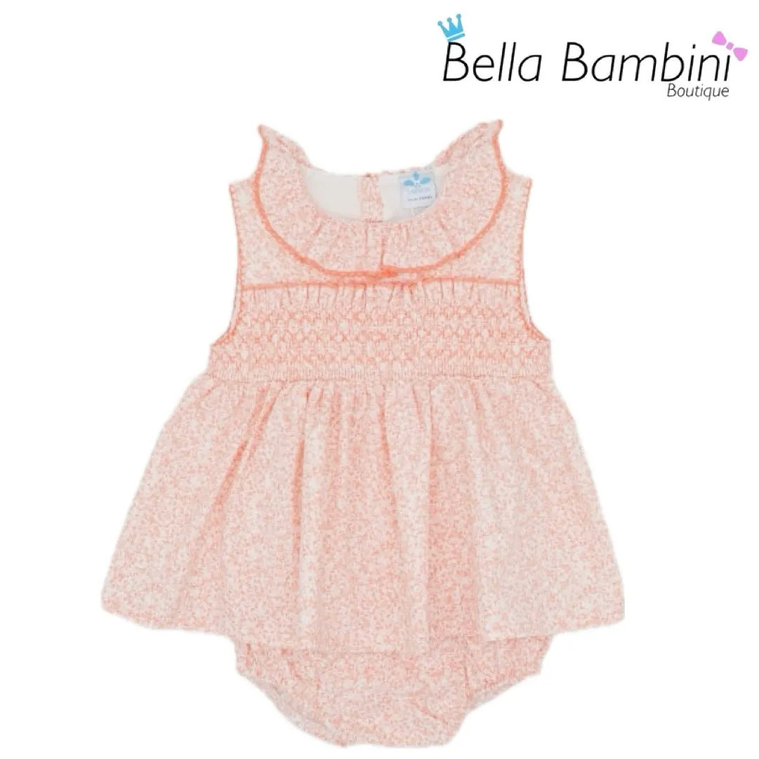 Sardon Baby Girls Peach Smock Dress