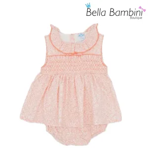 Sardon Baby Girls Peach Smock Dress