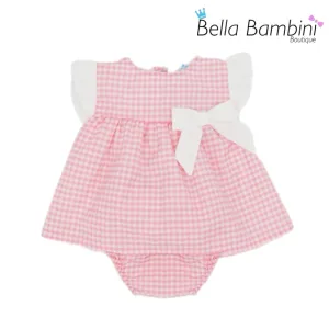 Sardon Baby Girls Pink Check Dress