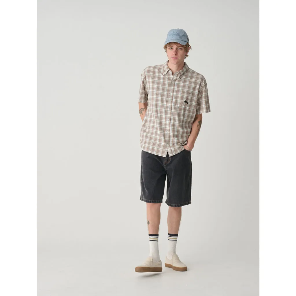 S/DOUBLE BLEND CHECK S/S SHIRT - HONEY