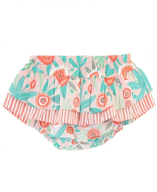 Seaside Floral Seersucker Skirted Rufflebutt