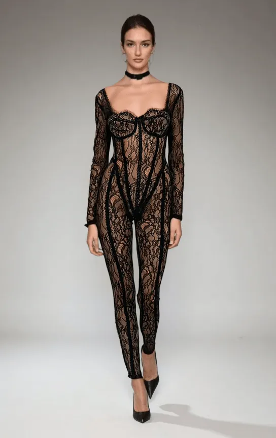See Through Mesh Jumpsuit