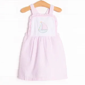Seersucker Sails Dress, Pink