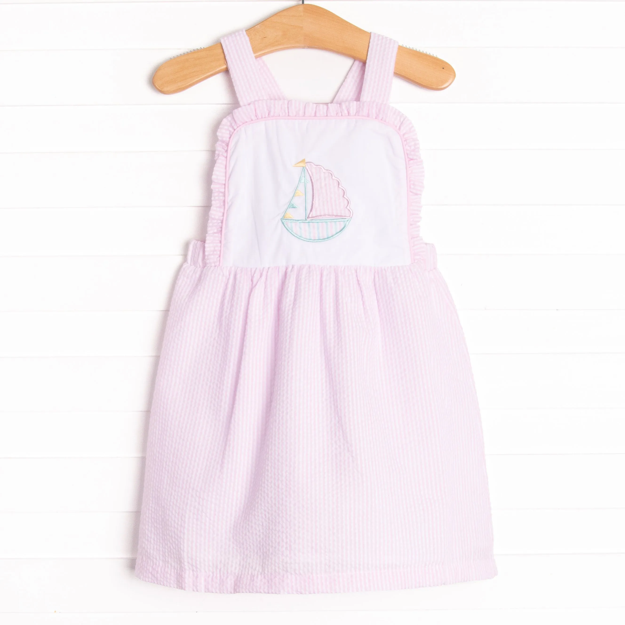 Seersucker Sails Dress, Pink
