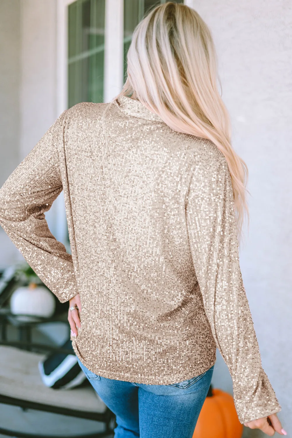 Sequin Collared Bust Buttoned Shirt