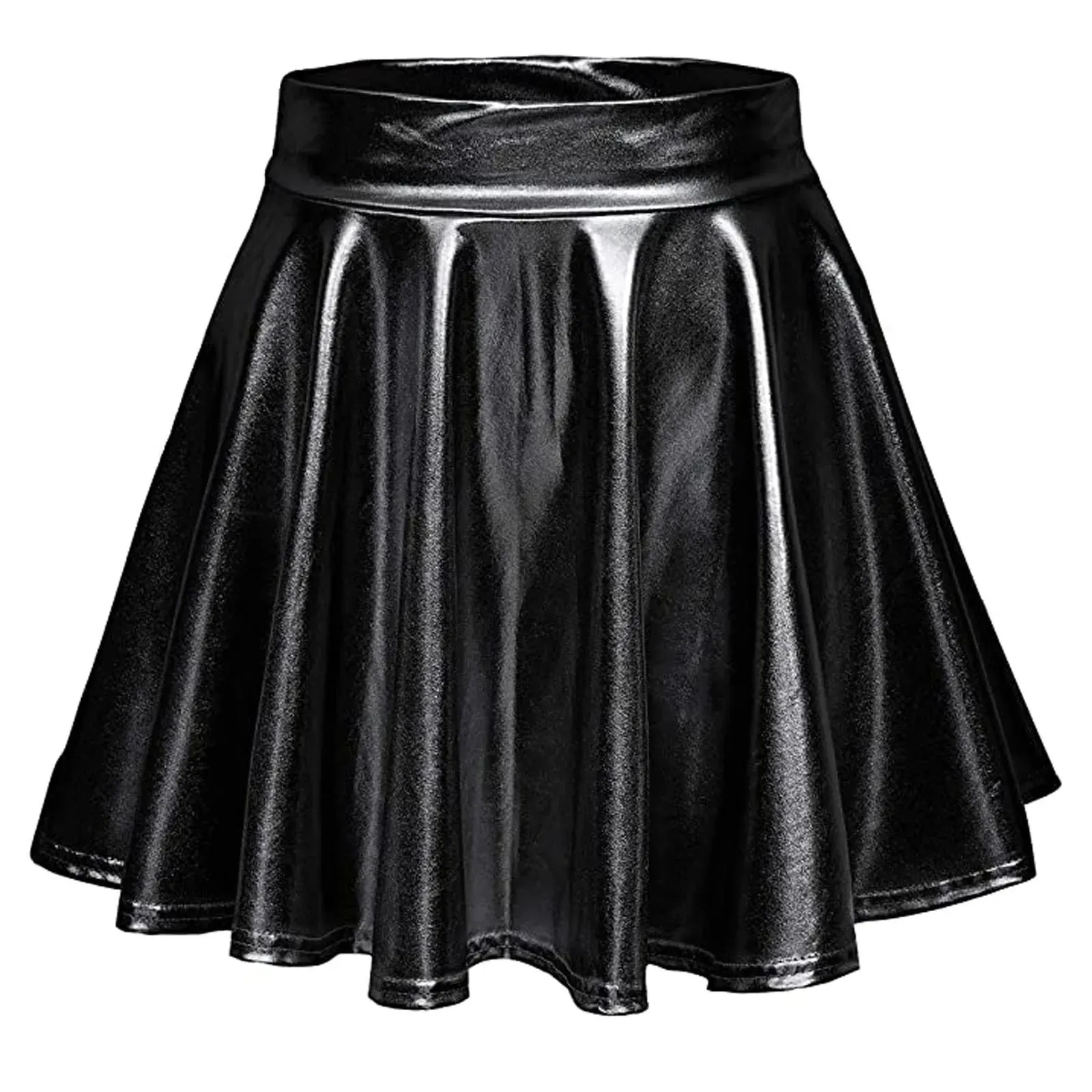 Sexy Bright Face Metallic Women Pleated Skirts Skater Mardi Gras Performance Nightclub Girls High Waist Short Skirts Carnival