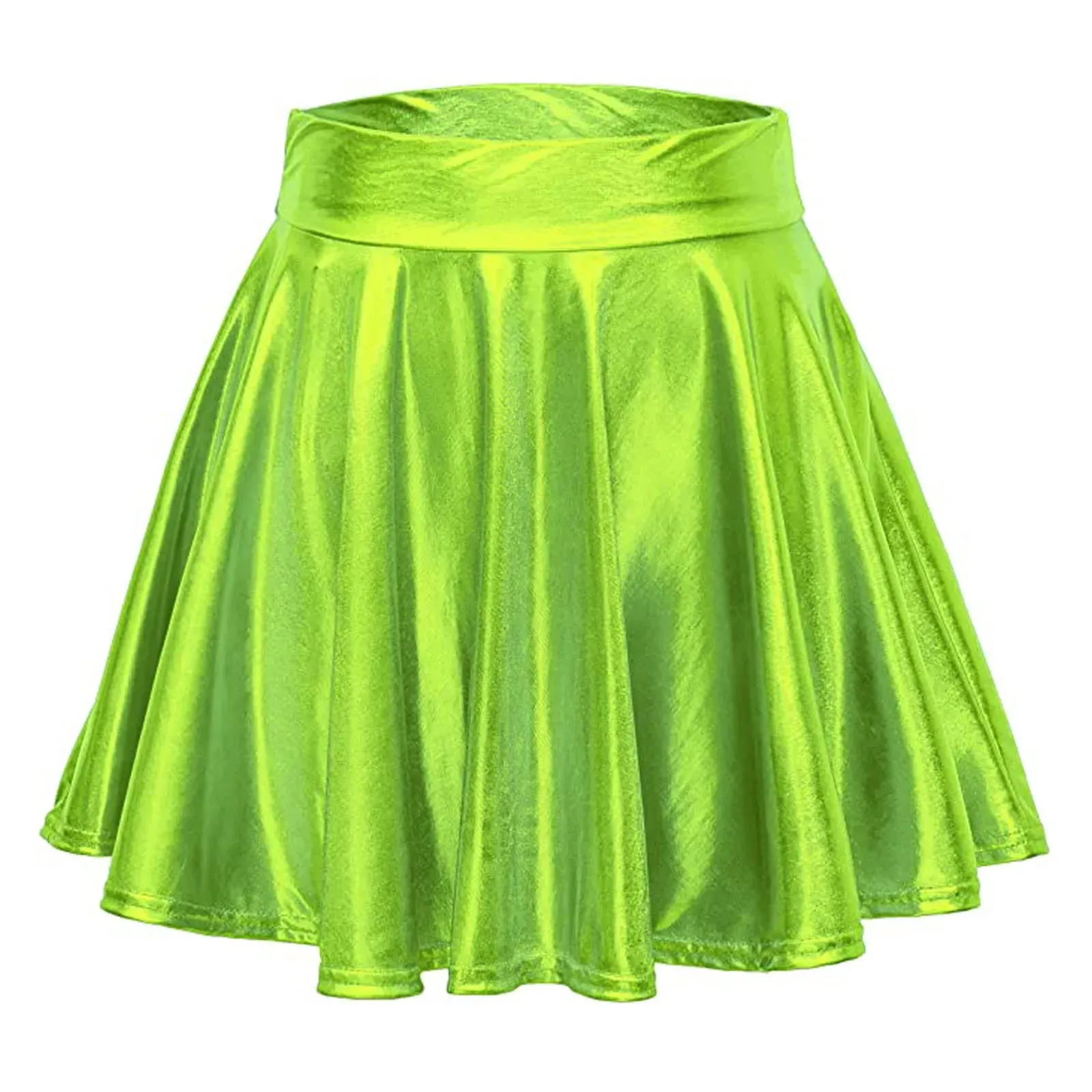 Sexy Bright Face Metallic Women Pleated Skirts Skater Mardi Gras Performance Nightclub Girls High Waist Short Skirts Carnival