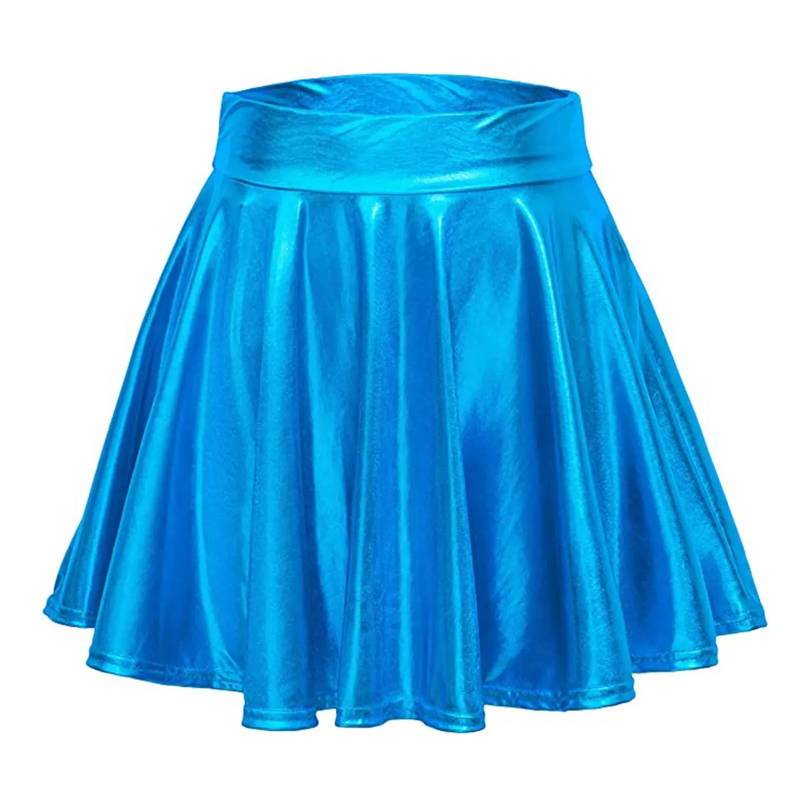 Sexy Bright Face Metallic Women Pleated Skirts Skater Mardi Gras Performance Nightclub Girls High Waist Short Skirts Carnival
