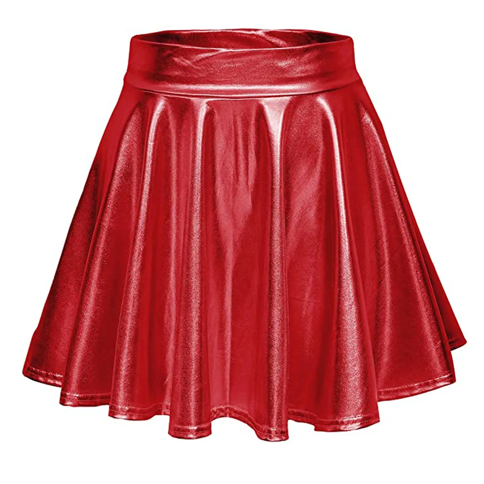 Sexy Bright Face Metallic Women Pleated Skirts Skater Mardi Gras Performance Nightclub Girls High Waist Short Skirts Carnival