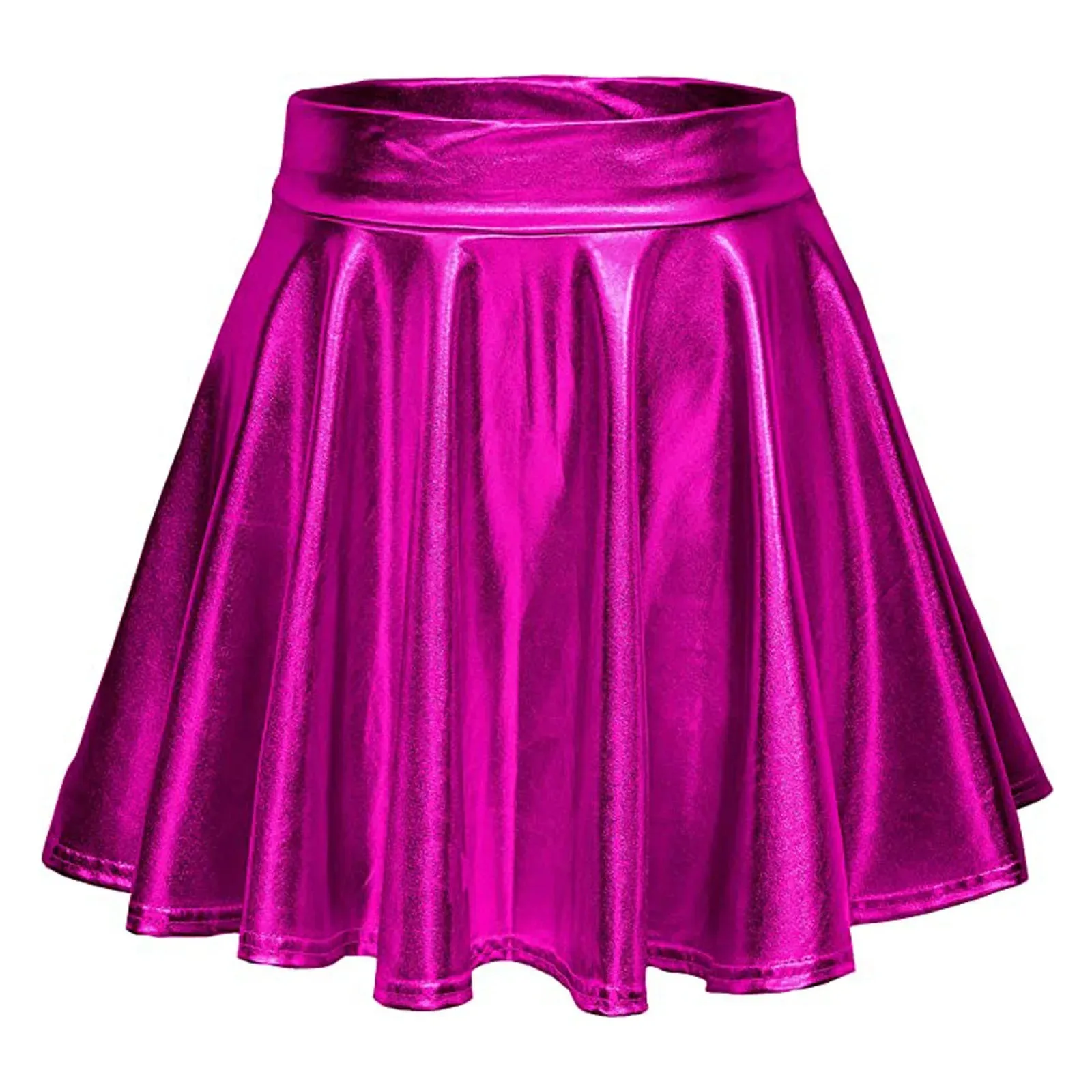 Sexy Bright Face Metallic Women Pleated Skirts Skater Mardi Gras Performance Nightclub Girls High Waist Short Skirts Carnival