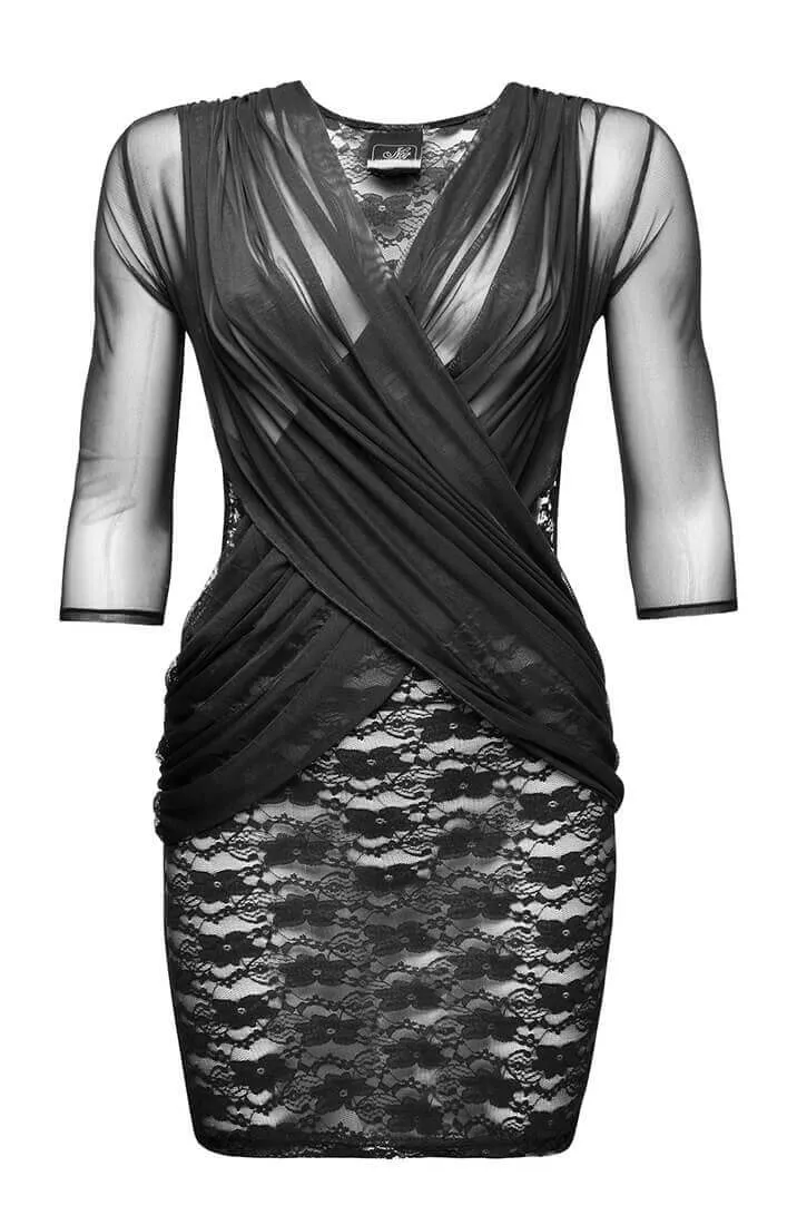Sheer black lace dress - Black Flirt